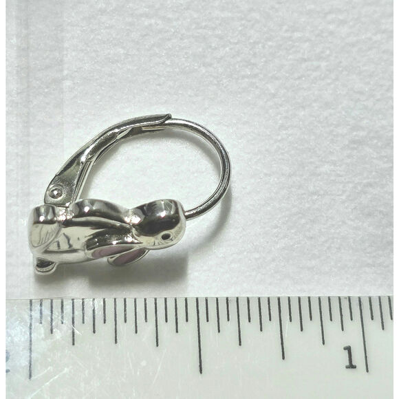 Sterling Silver 925 Easter Bunny Leverback Earrings Pink Enamel Ears Rabbit - Picture 7 of 11